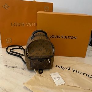 💯AUTH Louis Vuitton Reverse Monogram Palm Springs Backpack Mini